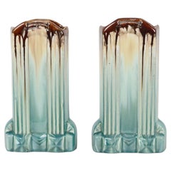 Belgian Art Deco Turquoise Earthenware Vases by Thulin