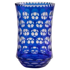 Belgian Art Deco Val St Lambert Blue Crystal Vase, circa 1920
