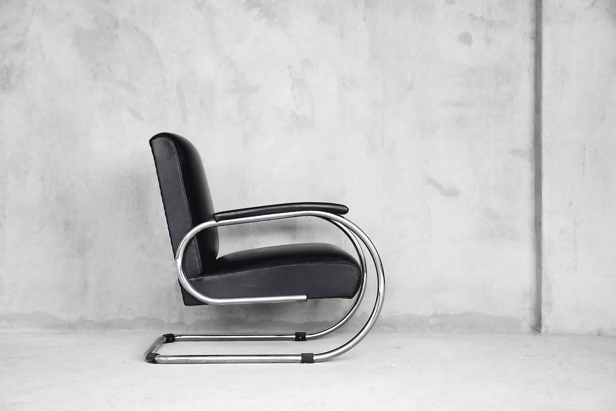 Bauhaus Belgian Art Deco Vilvoure Chair by Tubax, 1950s