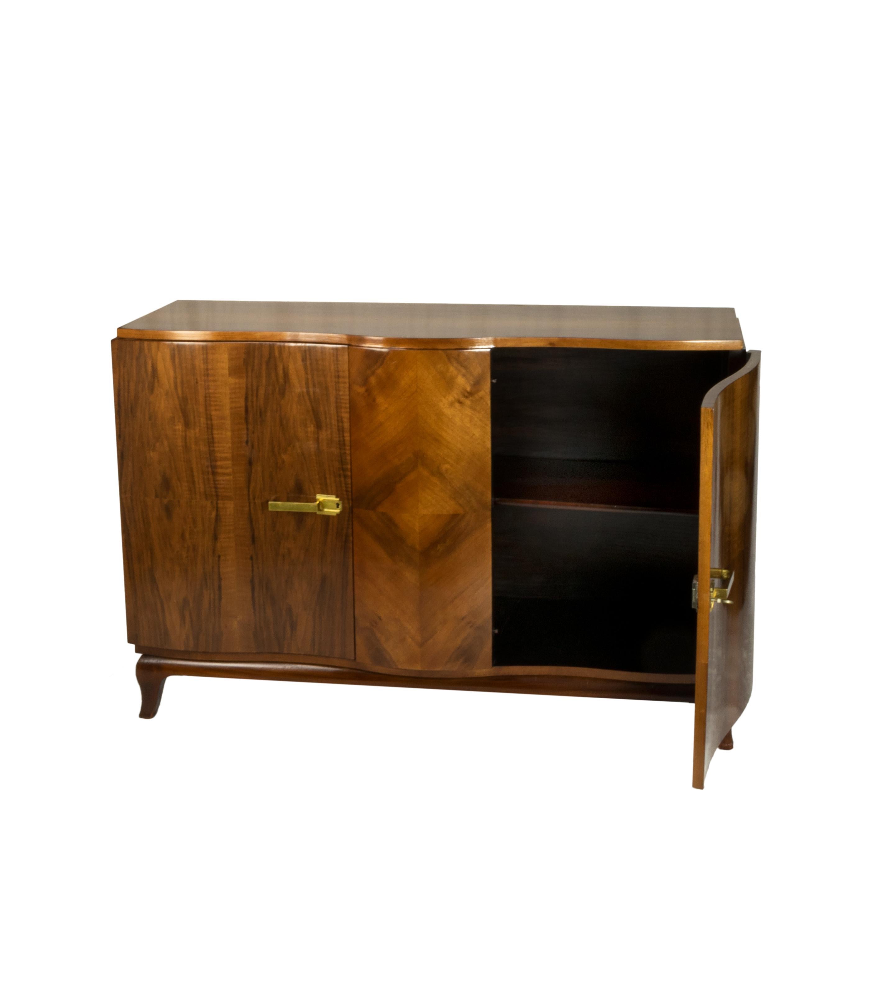 Belgian Art Deco Walnut Sideboard, 20th Century In Good Condition For Sale In Lisbon, PT