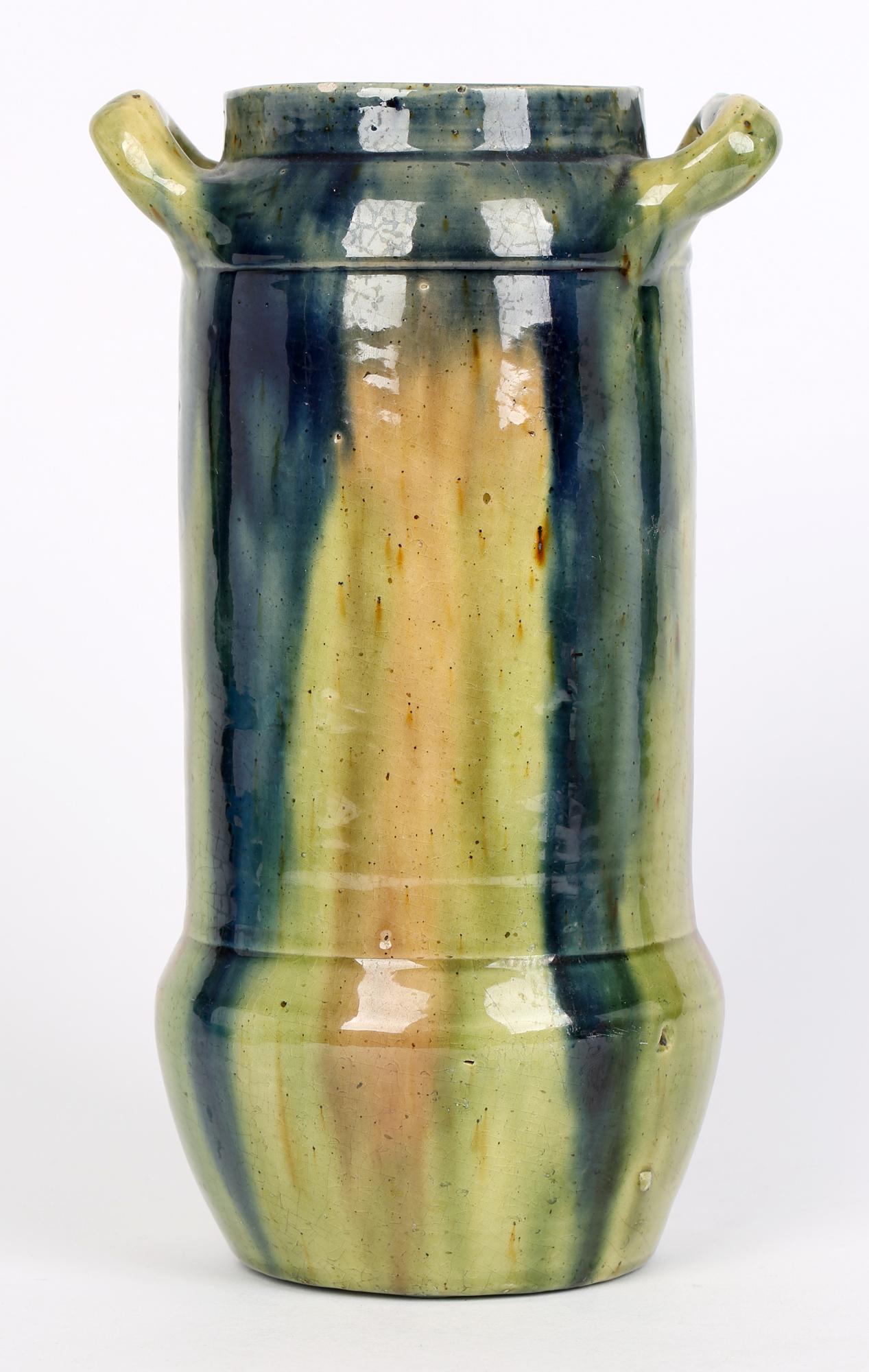 Belgische glasierte Provinzial-Keramikvase im Art nouveau-Stil mit Tropfglasur im Angebot 8