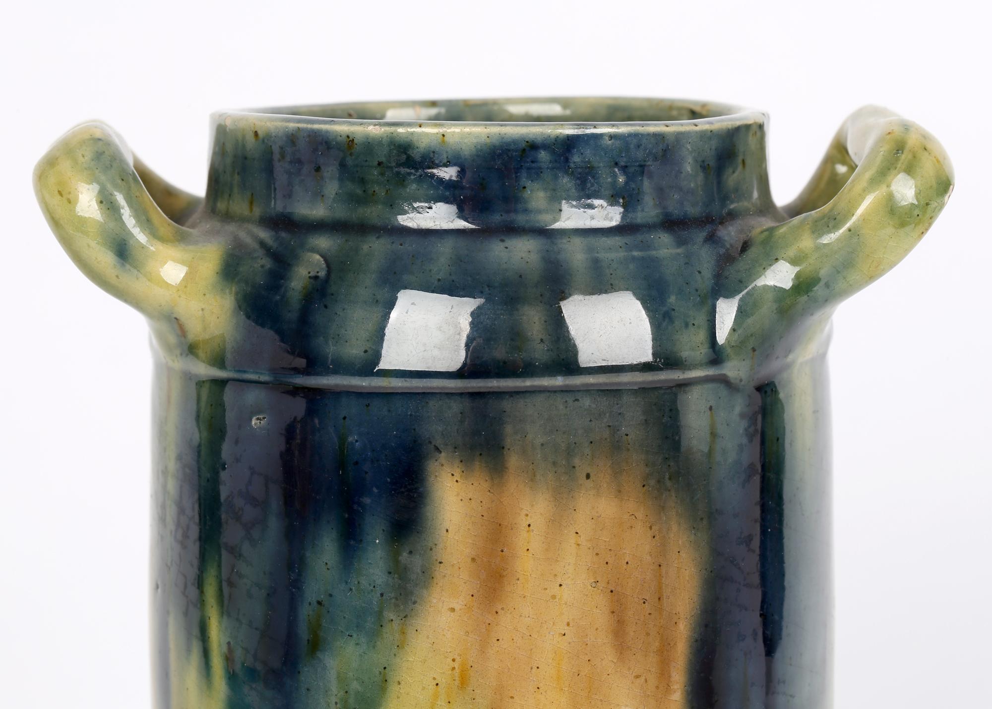 Belgische glasierte Provinzial-Keramikvase im Art nouveau-Stil mit Tropfglasur im Angebot 10