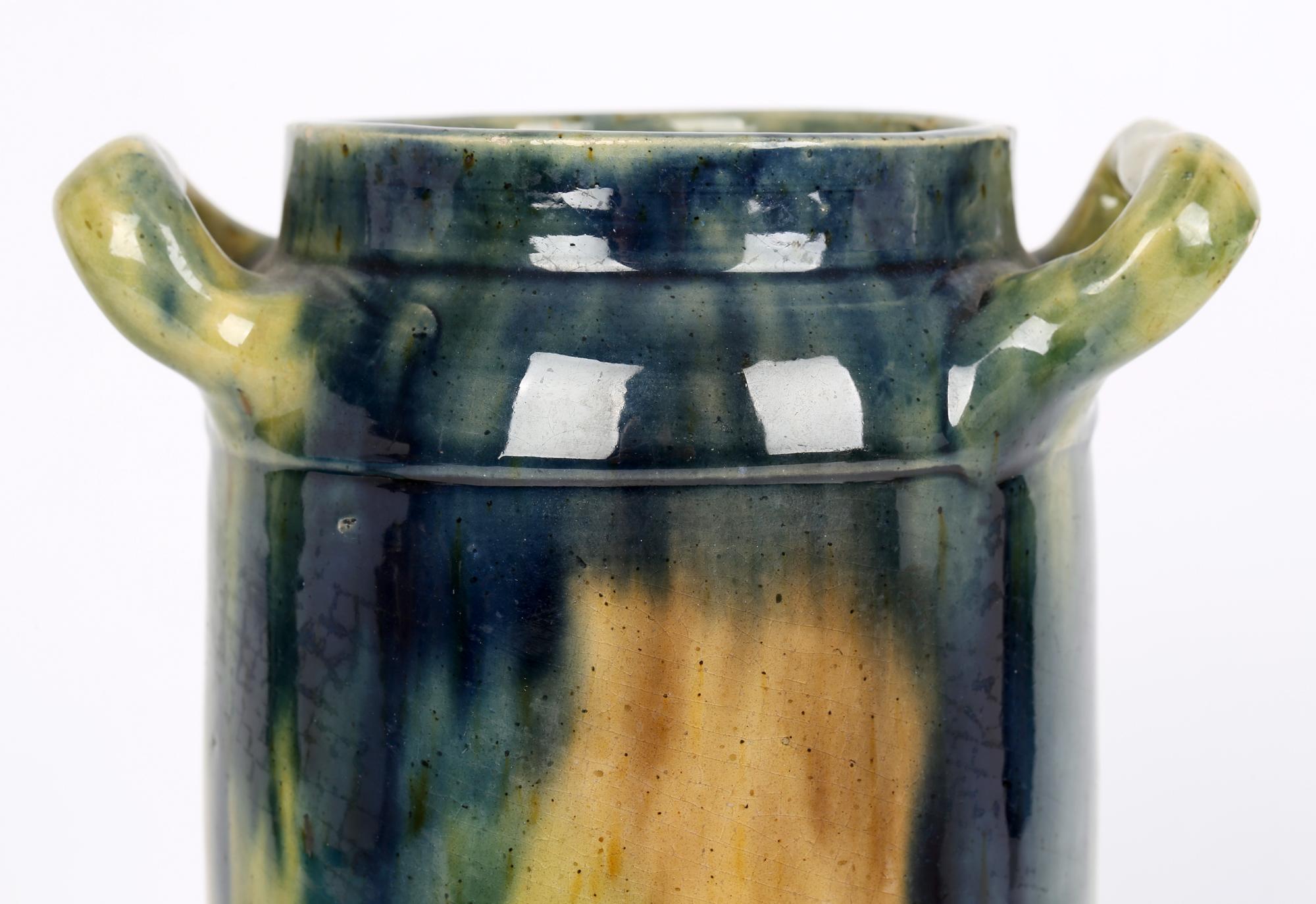 Belgian Art Nouveau Drip Glazed Provincial Art Pottery Vase For Sale 1