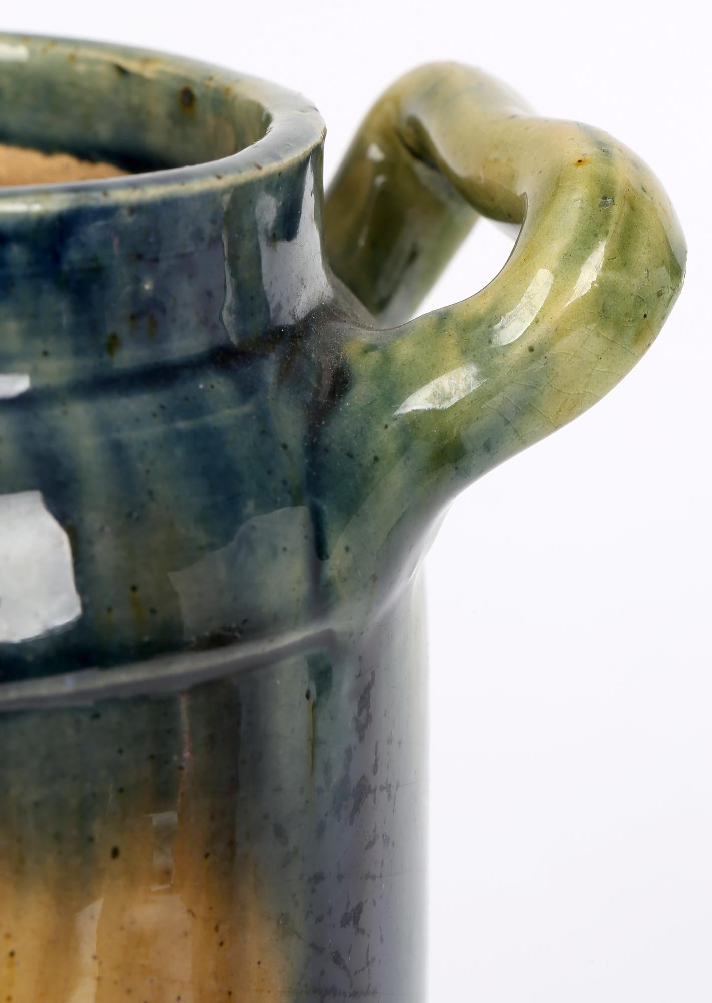 Belgian Art Nouveau Drip Glazed Provincial Art Pottery Vase For Sale 2