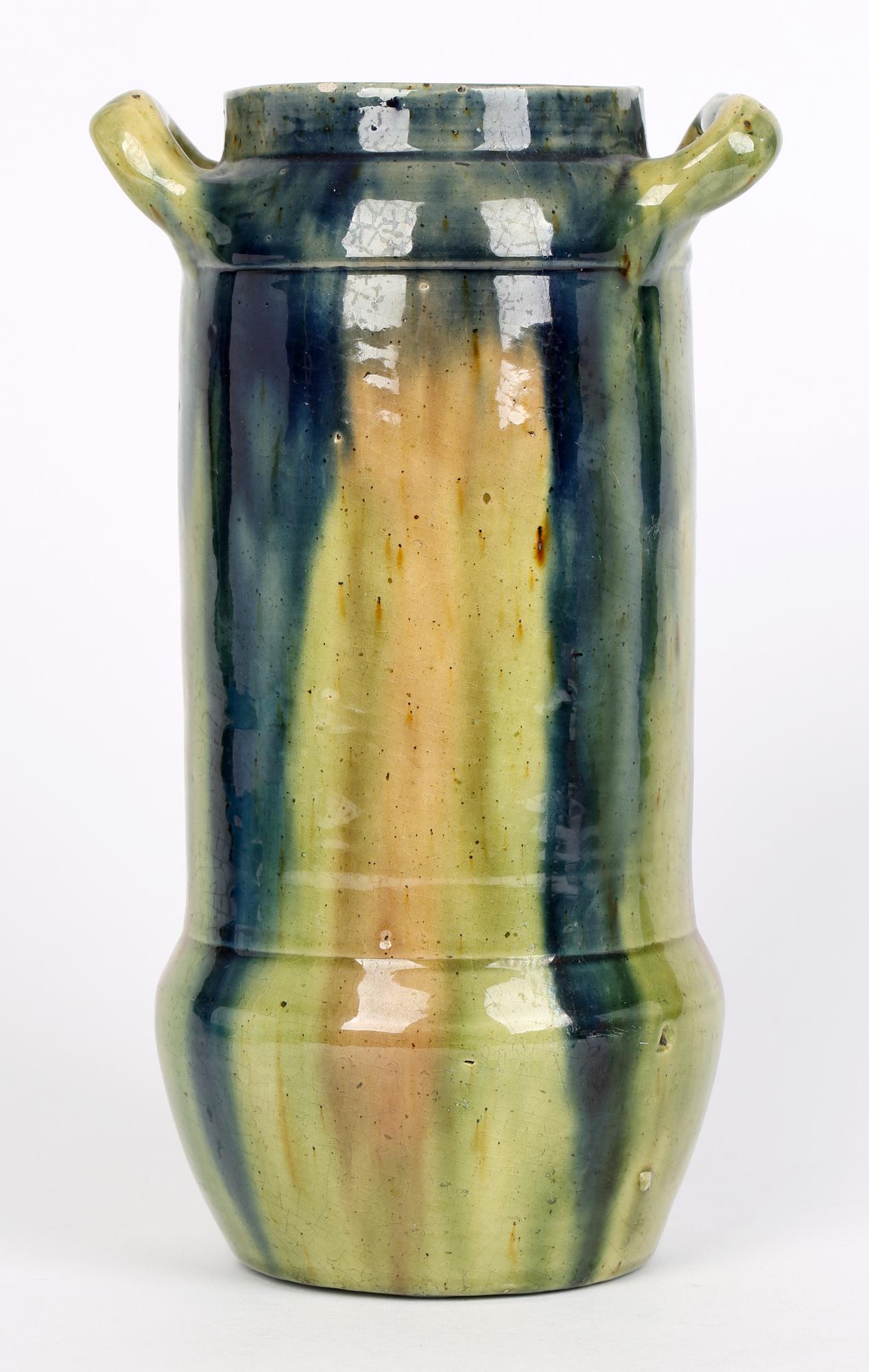 Belgian Art Nouveau Drip Glazed Provincial Art Pottery Vase 3