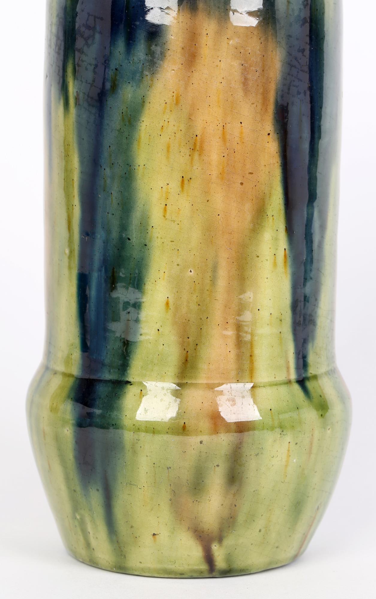 Belgian Art Nouveau Drip Glazed Provincial Art Pottery Vase For Sale 3