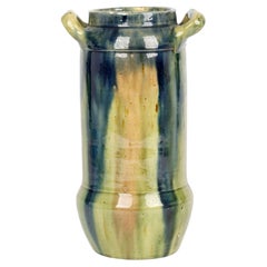 Vase Art Nouveau belge en poterie provinciale à glaçure goutte à goutte