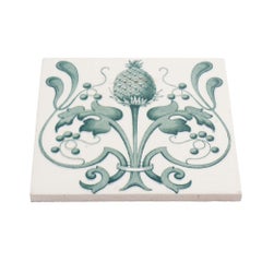 Belgian Art Nouveau tile with floral design, c. 1920
