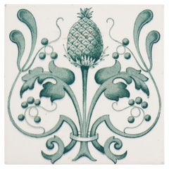 Belgian Art Nouveau tile with floral design, c. 1920