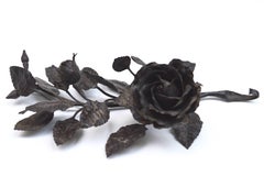 Belgian Art Nouveau Wrought Iron Rose Sculpture by Louis Van Broeckel