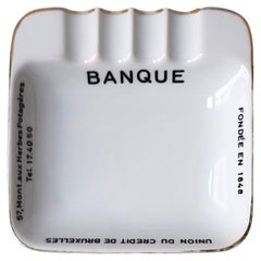 Cendrier en porcelaine belge "Banque" Plat à bijoux de type "catchall