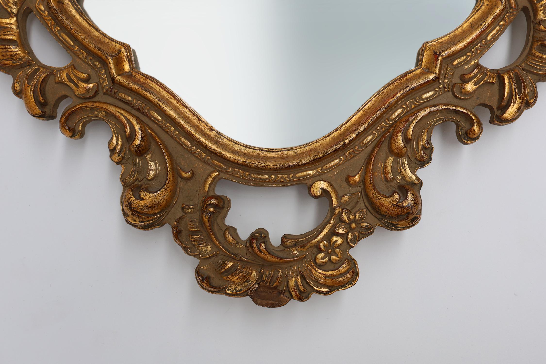 Baroque Revival Belgian Baroque Gold Framed Oval Mirror, 1950s For Sale