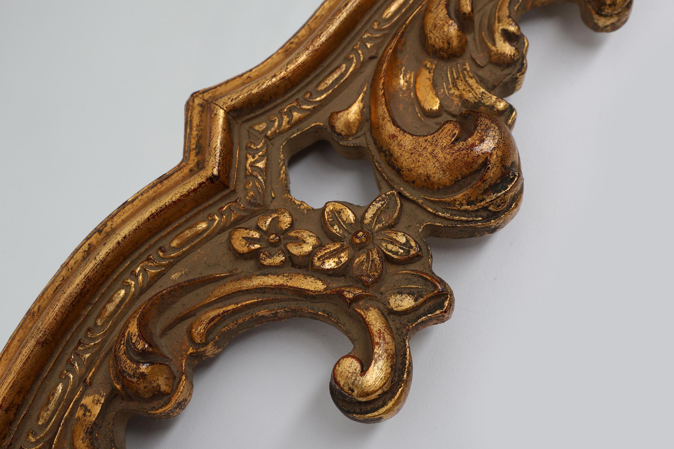 Gilt Belgian Baroque Gold Framed Oval Mirror, 1950s For Sale