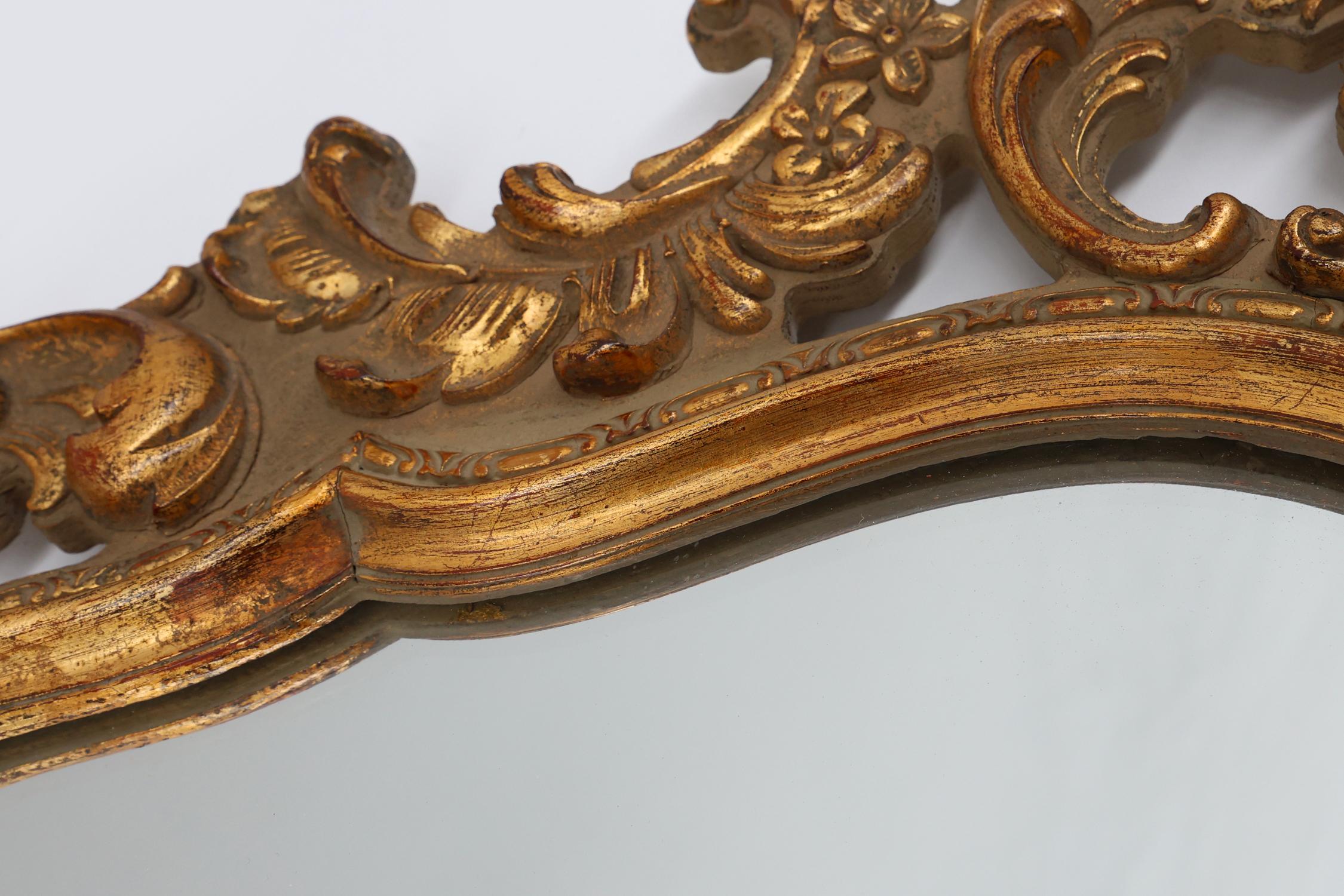 Belgian Baroque Gold Framed Oval Mirror, 1950s For Sale 3