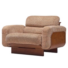 Finnischer Korb-Loungesessel von Asko mit Teakholz- und Taupe-Polsterung