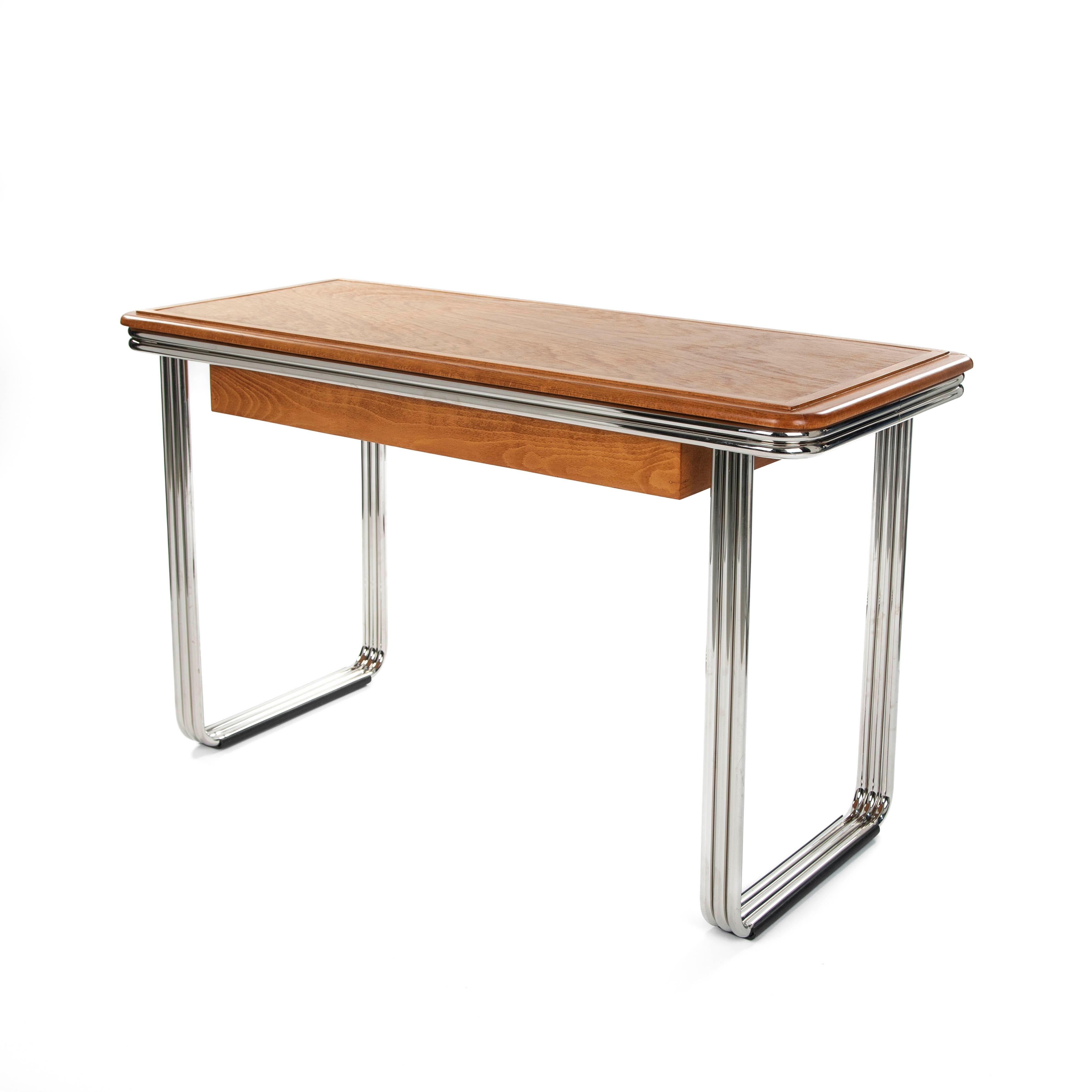 Metà XX secolo Scrivania Bauhaus belga in Beeche con telaio tubolare riverniciato a 2-3 pezzi, anni '30 in vendita