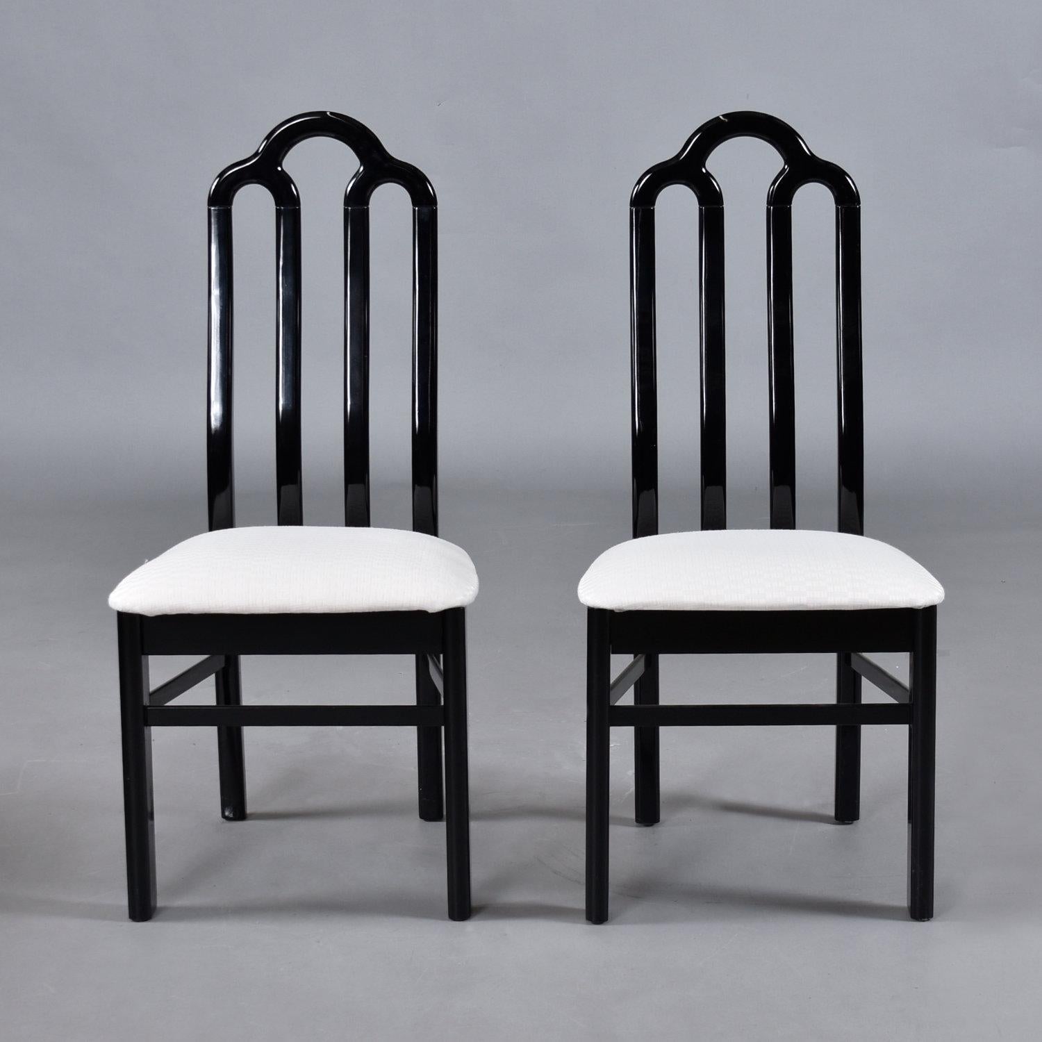 Belgian Black Marble Dining Table & Asian Modern Black Lacquer Dining Chairs Set For Sale 5