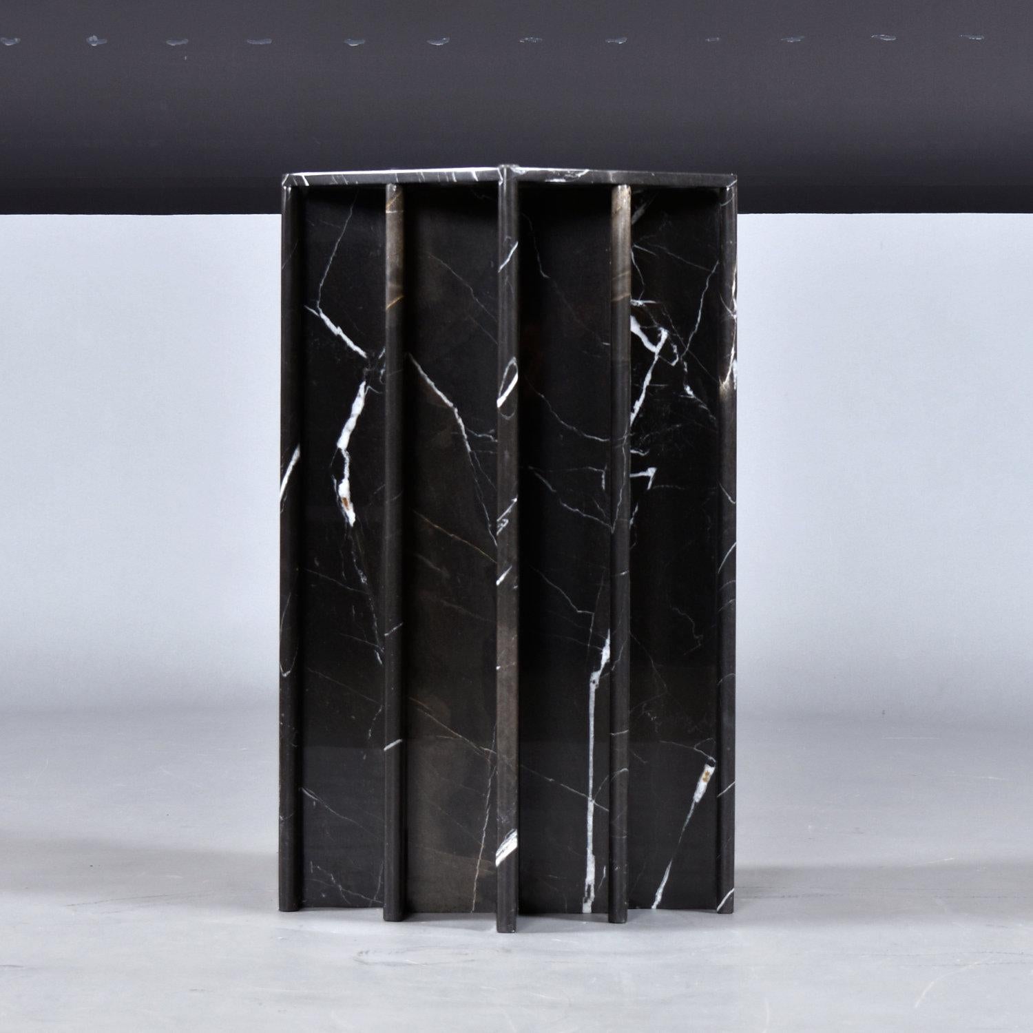 Belgian Black Marble Dining Table & Asian Modern Black Lacquer Dining Chairs Set For Sale 7