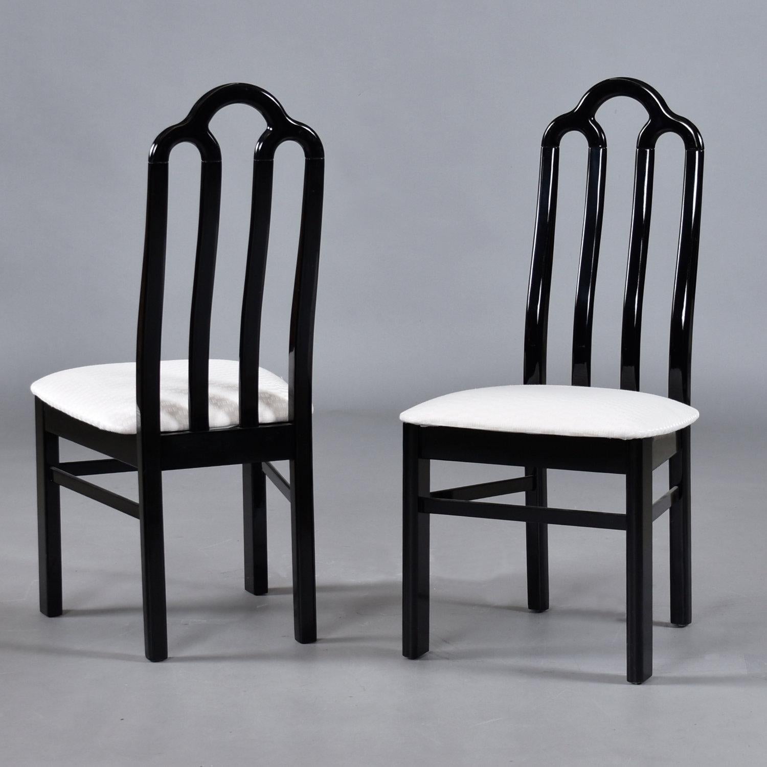 Belgian Black Marble Dining Table & Asian Modern Black Lacquer Dining Chairs Set For Sale 9