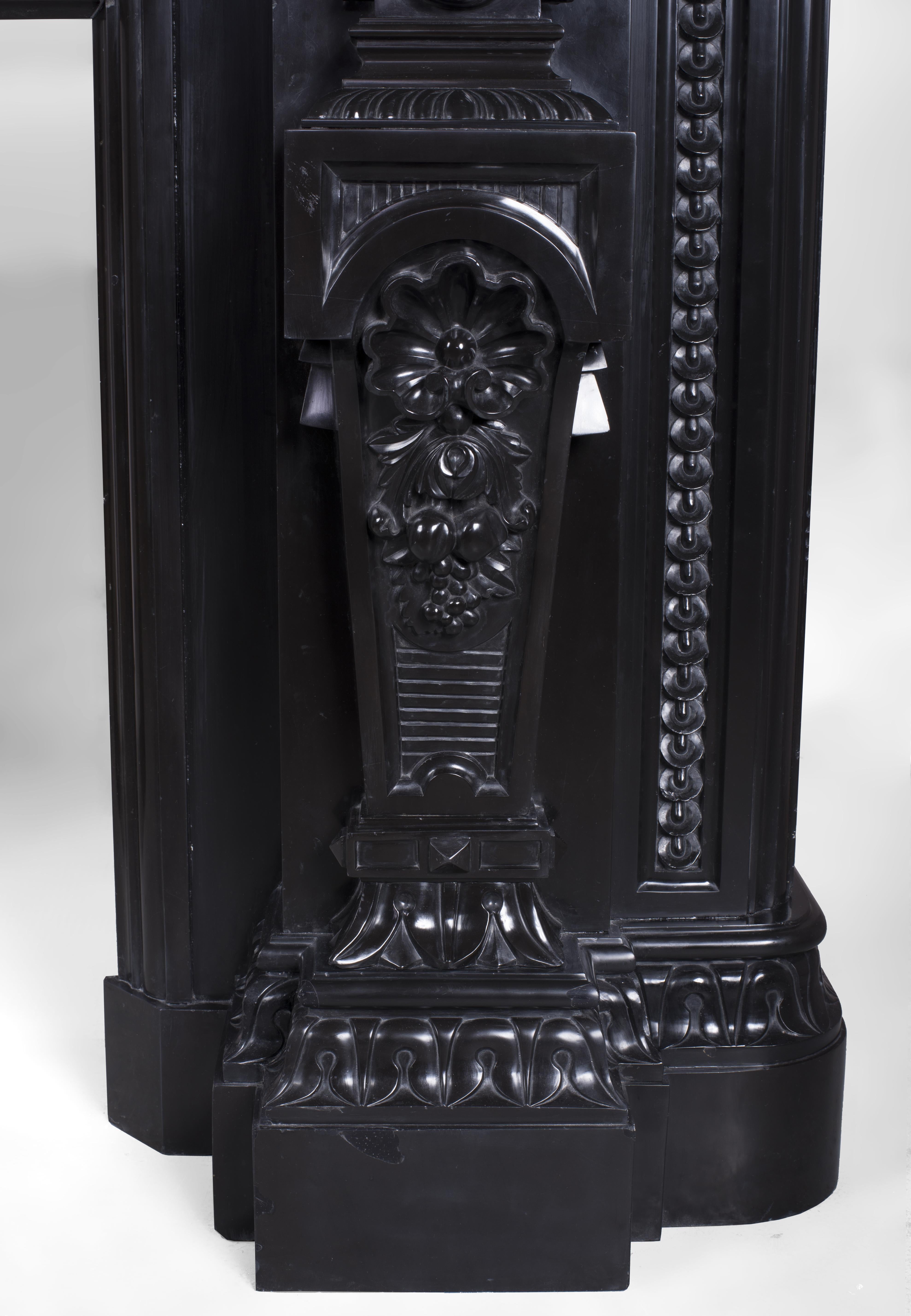 Belgian Black Marble Mantel, 19th Century For Sale 4