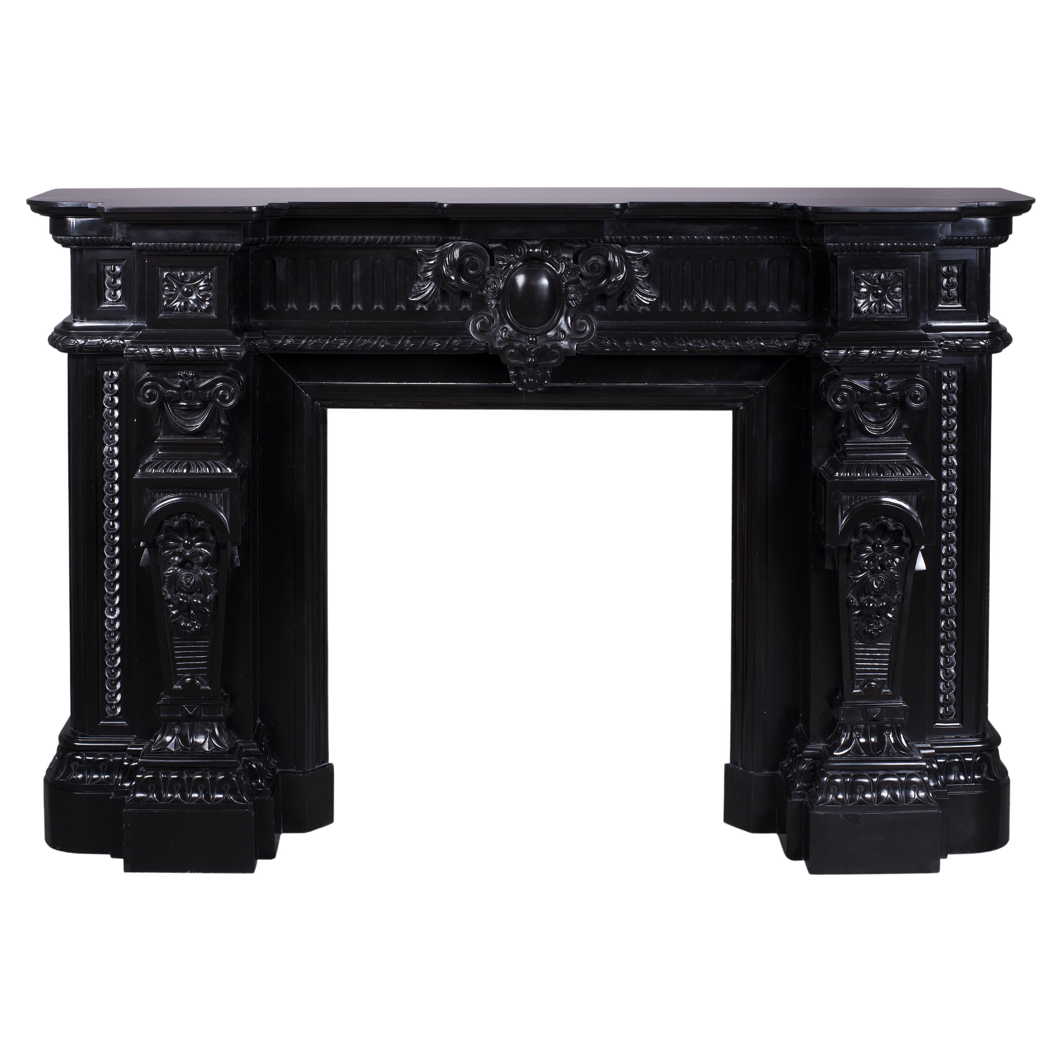 Belgian Black Marble Mantel, 19th Century