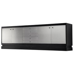 Belgian Black Sideboard with Aluminum Laminated Doors