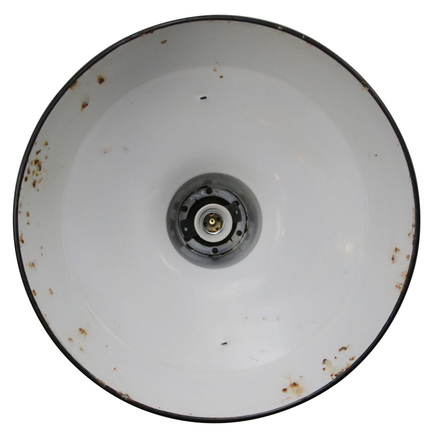 20th Century Belgian Black Speckled Enamel Vintage Industrial Pendant Lights For Sale