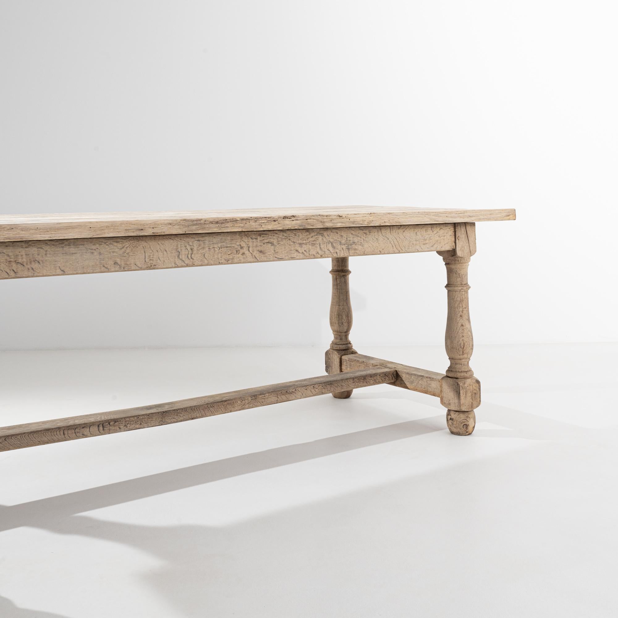 Belgian Bleached Oak Dining Table For Sale 8