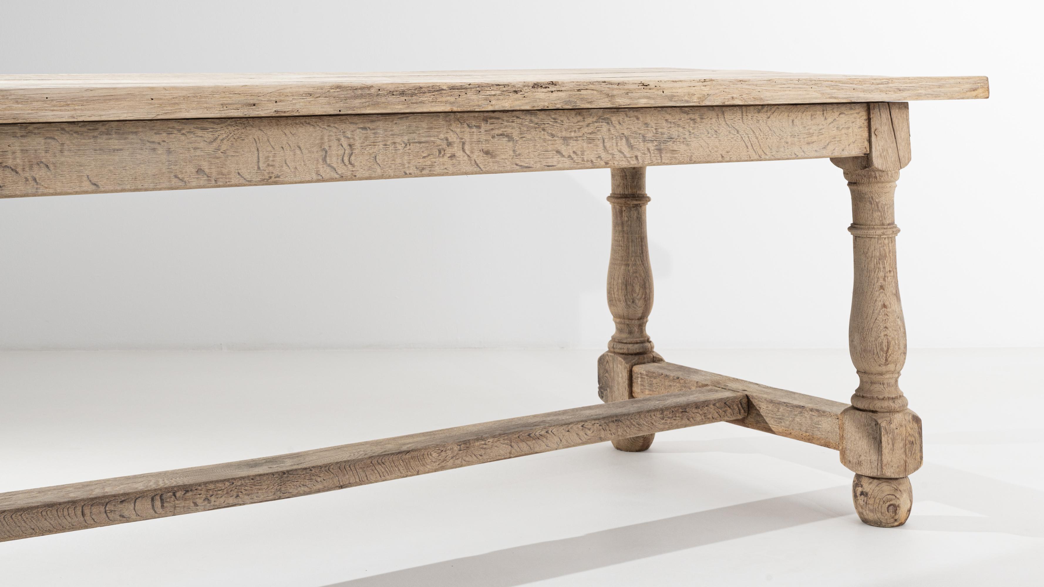 Belgian Bleached Oak Dining Table For Sale 9
