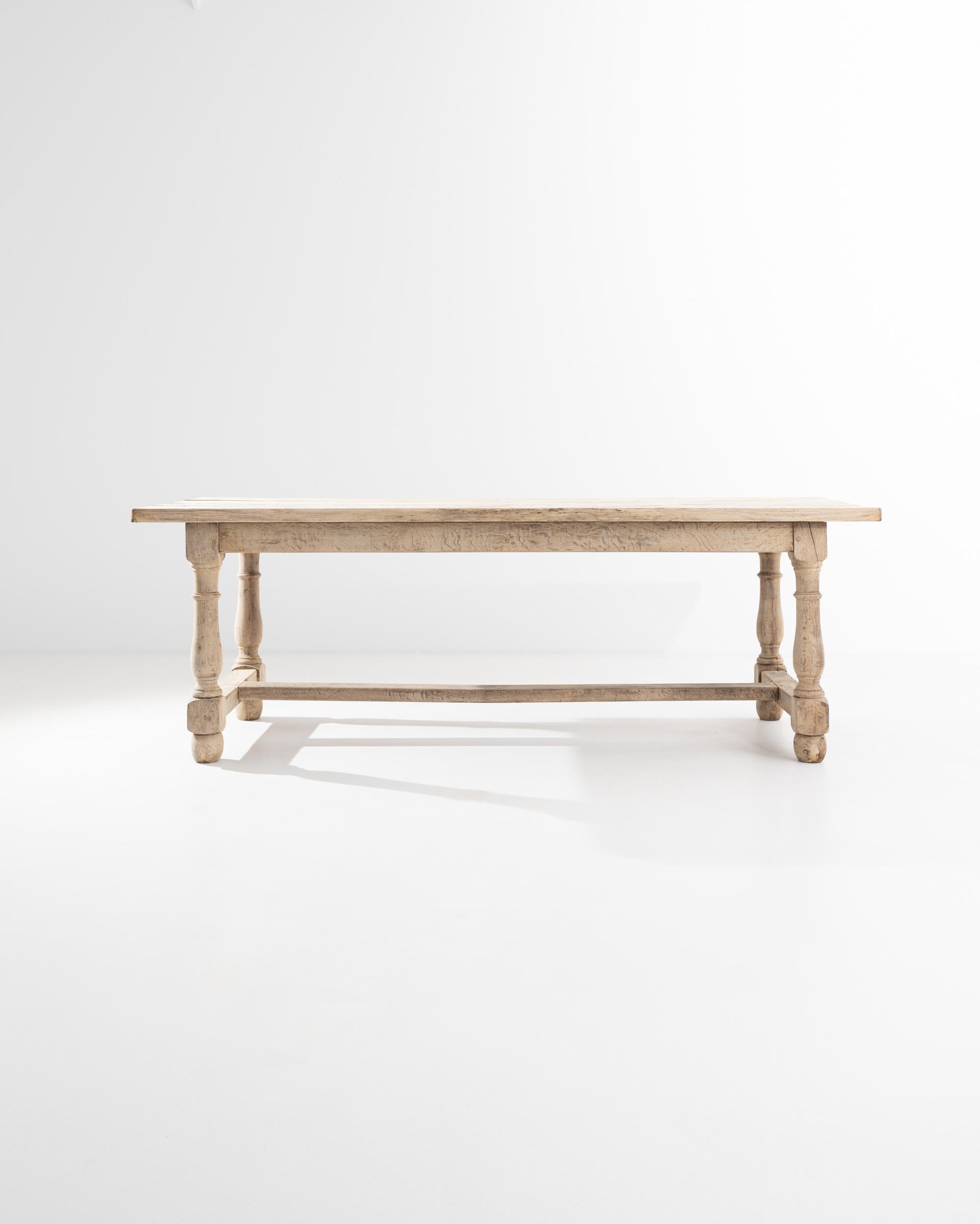 French Provincial Belgian Bleached Oak Dining Table For Sale