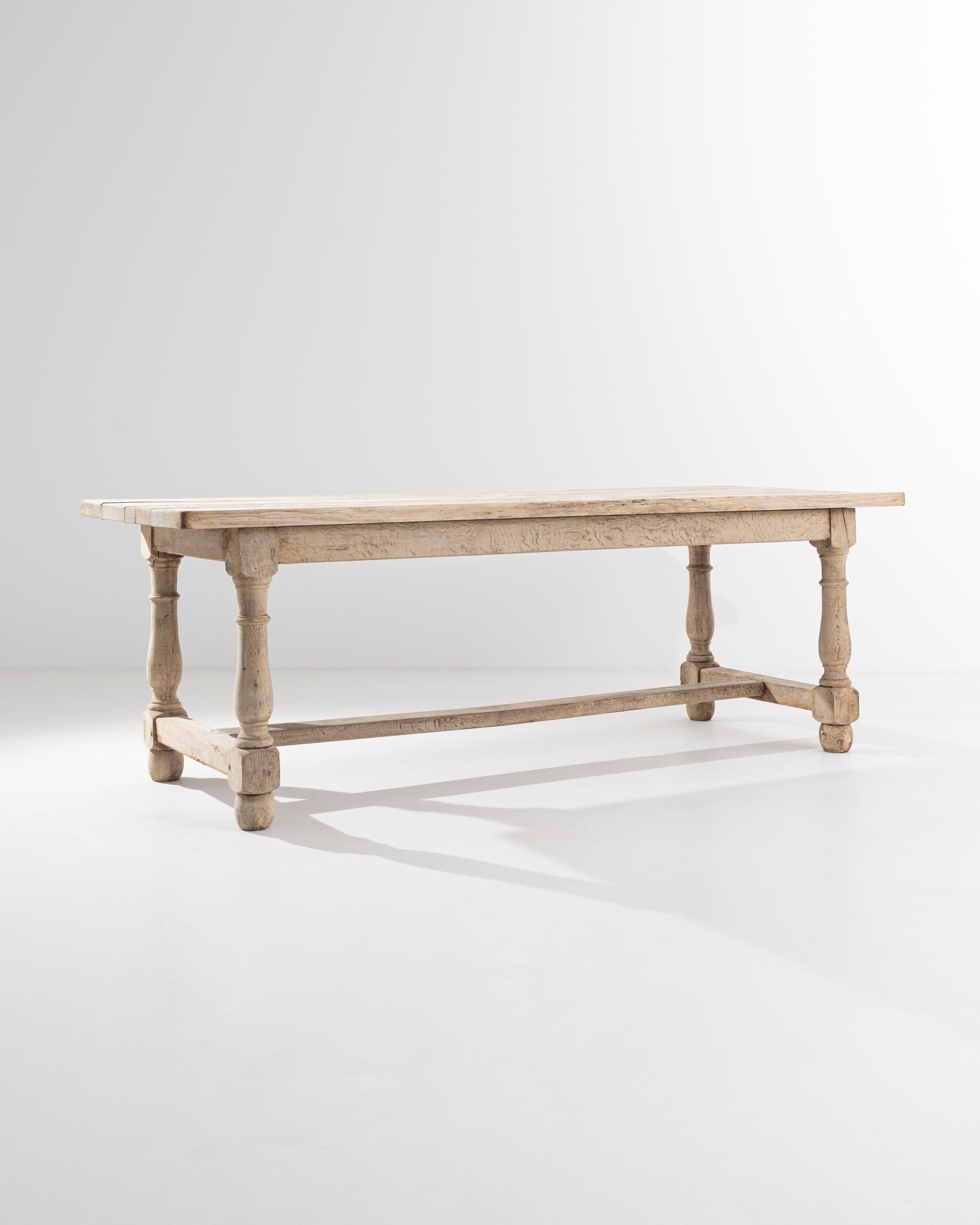 20th Century Belgian Bleached Oak Dining Table For Sale