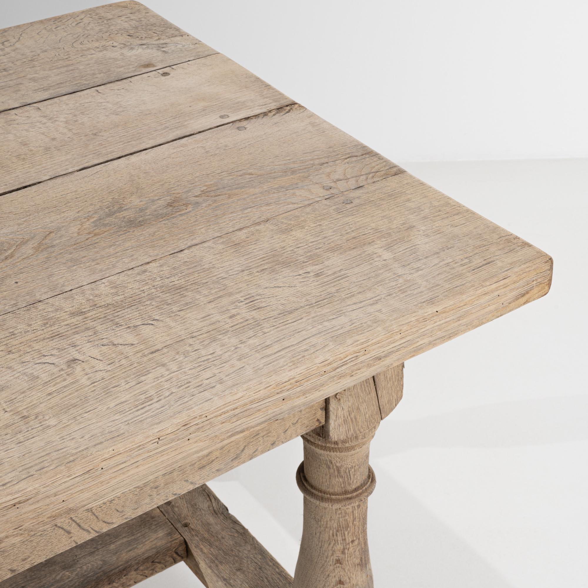 Belgian Bleached Oak Dining Table For Sale 4