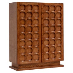 Belgian Blonde Oak Brutalist Cabinet, 1970s