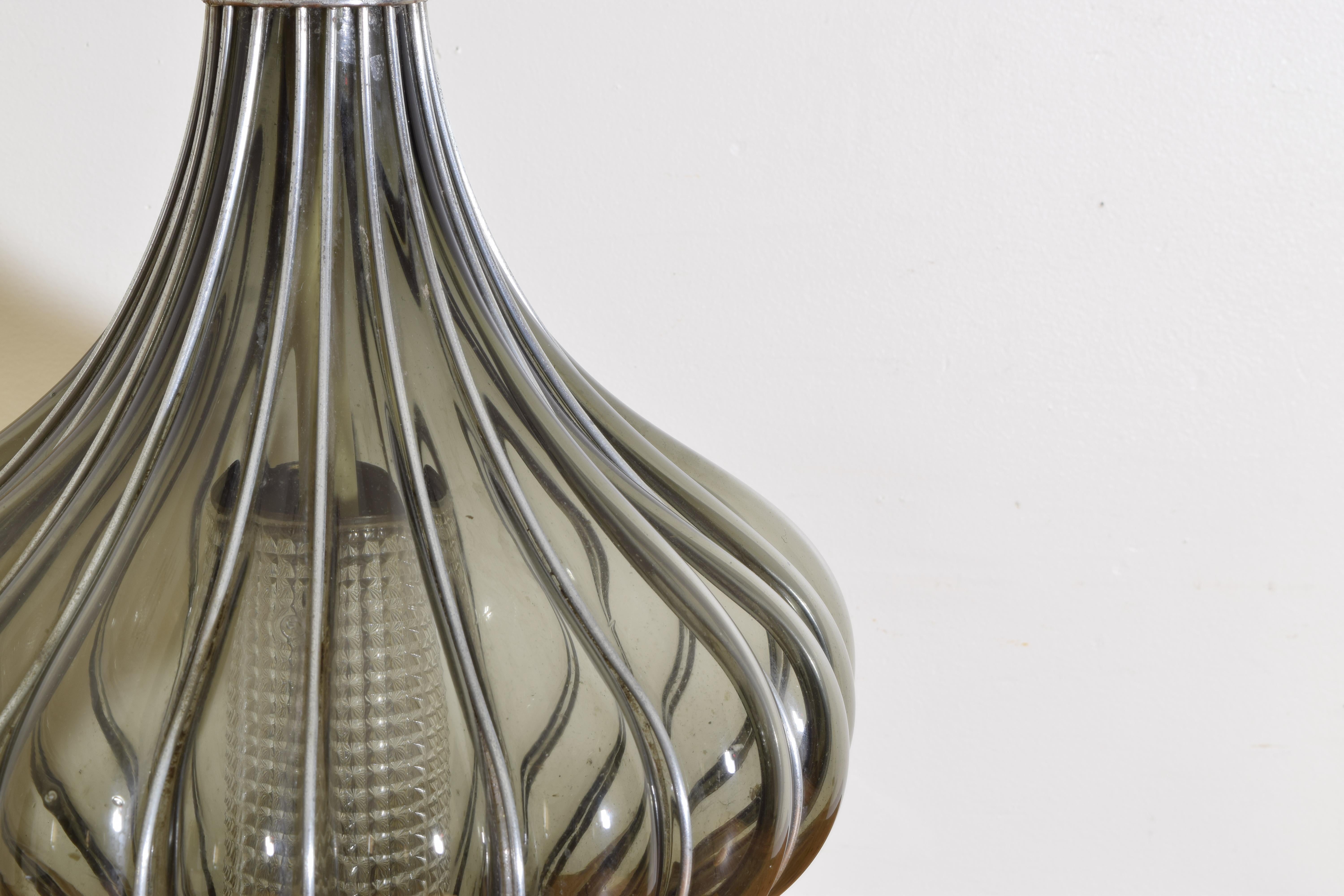 Verre brun Lampe belge en verre soufflé en vente