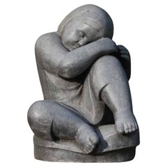 Belgian Blue Stone Statue by Jan Keustermans