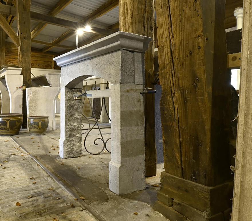 Belgian bluestone fireplace to place in front of the chimney 19th Century In Fair Condition In Udenhout, NL