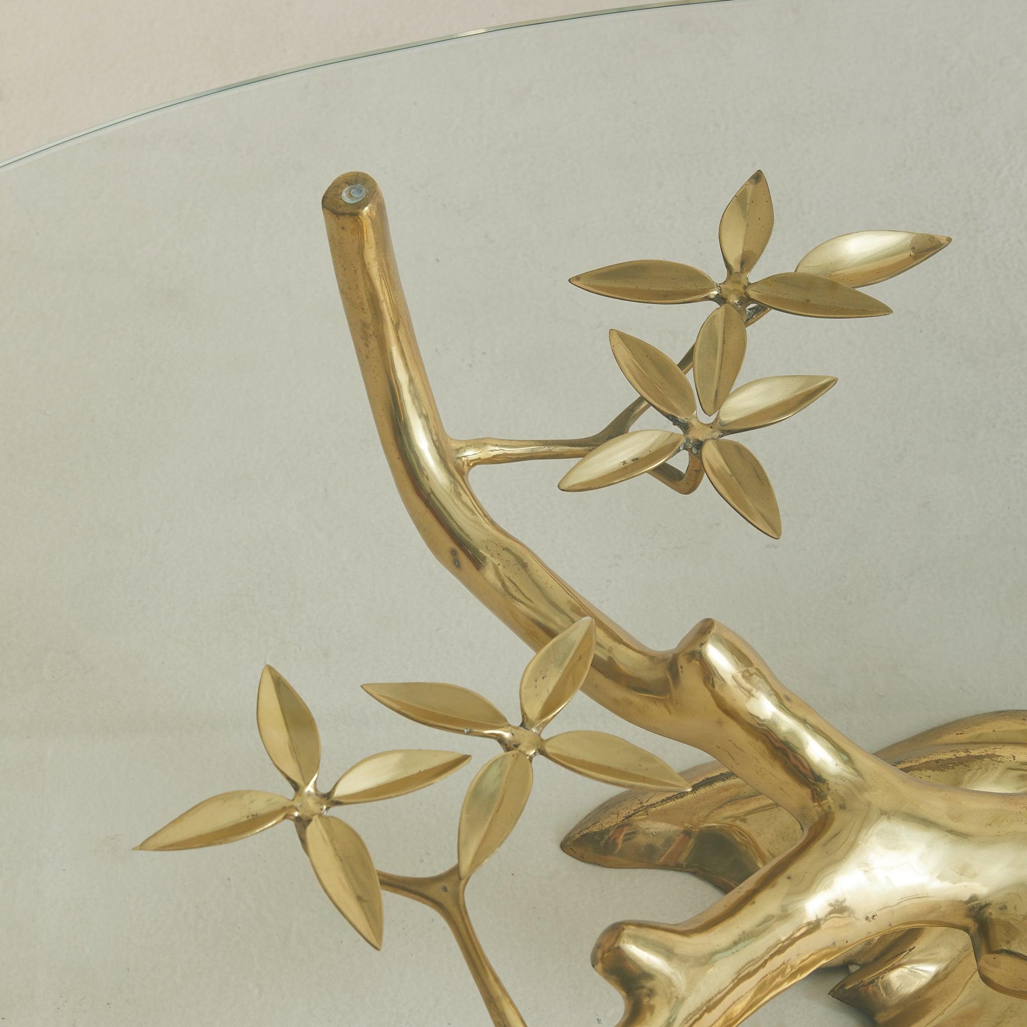 Belgian Brass Bonsai Coffee Table with Oval Glass Top by Willy Daro, 1970s im Angebot 3