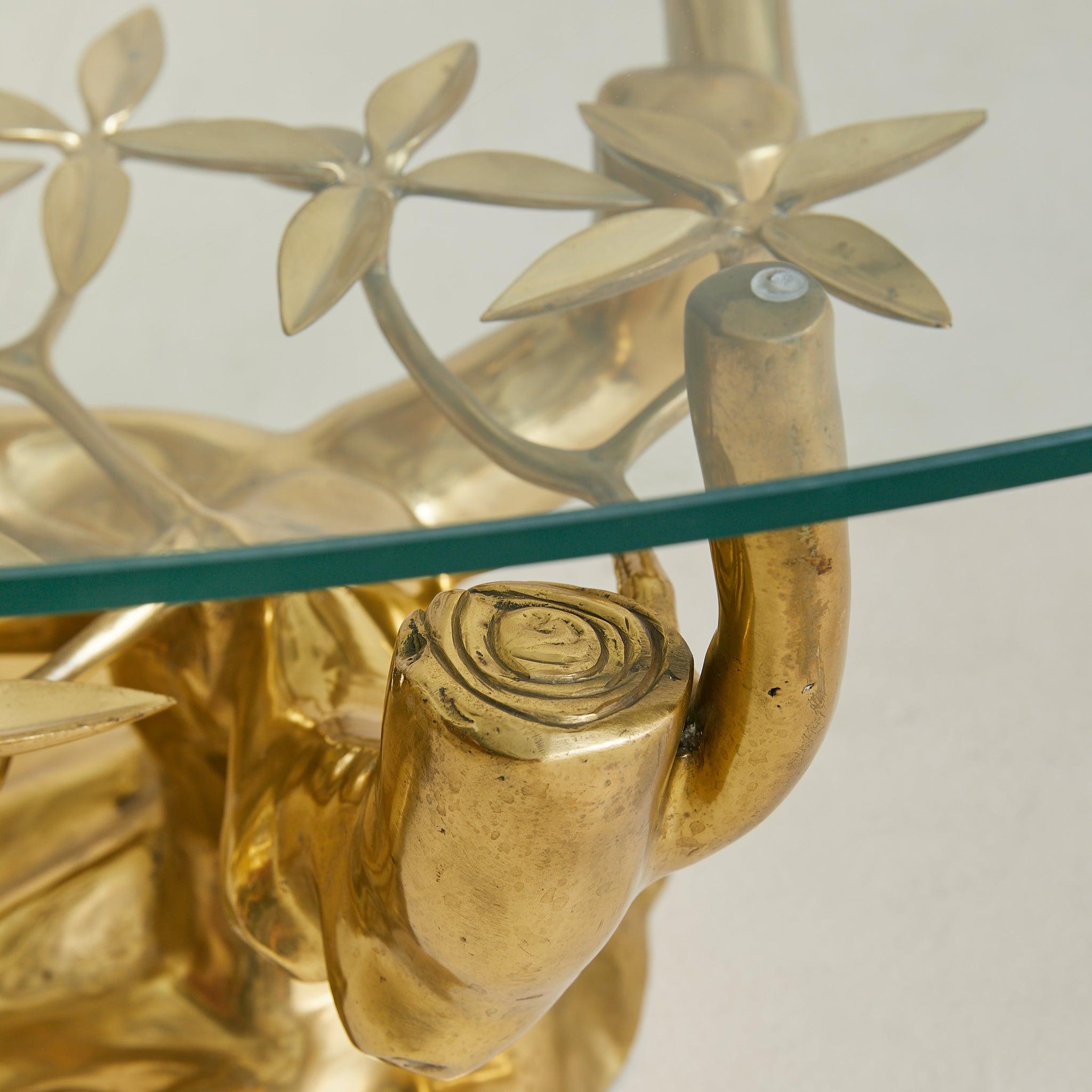 Belgian Brass Bonsai Coffee Table with Oval Glass Top by Willy Daro, 1970s im Angebot 2