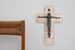 Belgian Bronze and Marble Crucifix, circa 1920