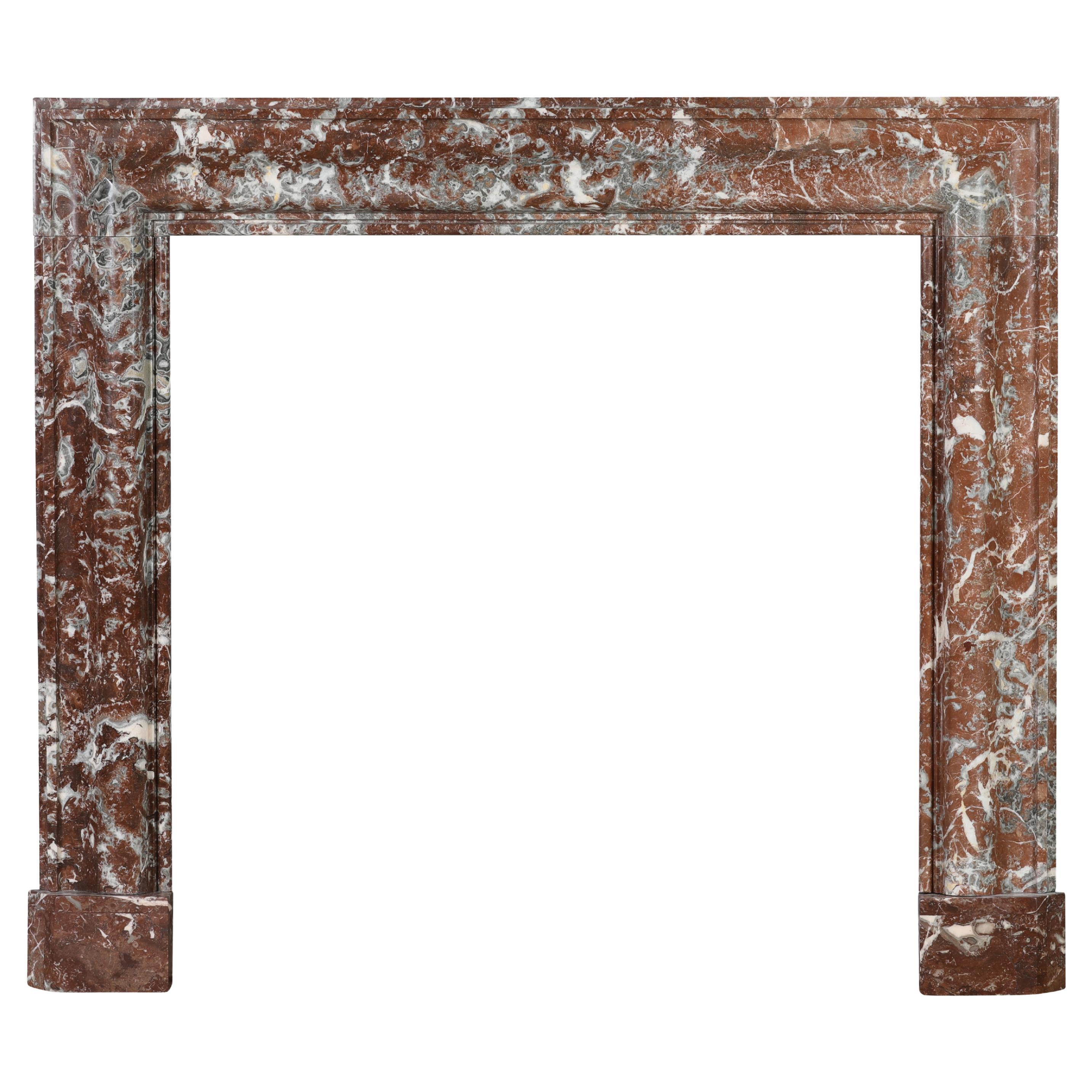 Belgian Brown Marble Bolection Fireplace Frame - 19th Century - Modern Design For Sale