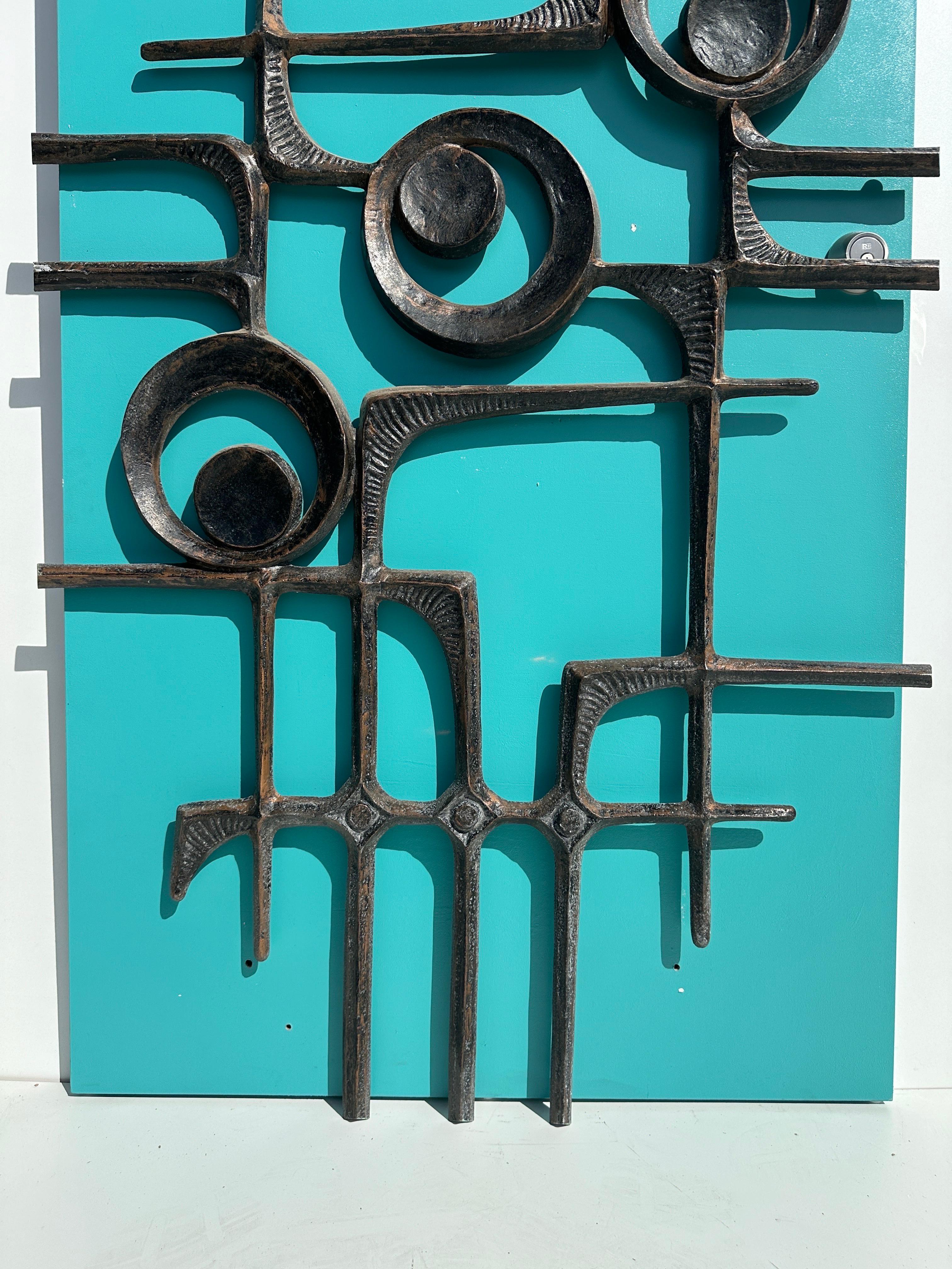 Late 20th Century Belgian Brutalist Aluminum Door Grill Decoration For Sale