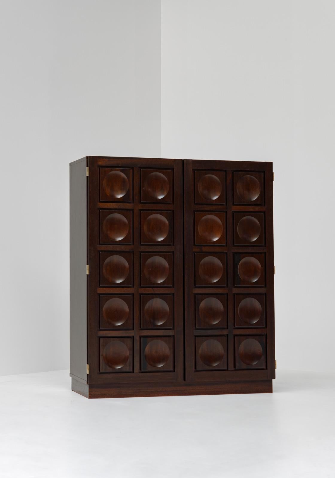 Wood Belgian Brutalist Bar Cabinet, 1970s