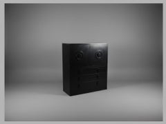 Belgian Brutalist Bar Cabinet in Black-Stained Oak, 1970s