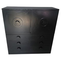 Belgian Brutalist Bar Cabinet in Black-Stained Oak, 1970s