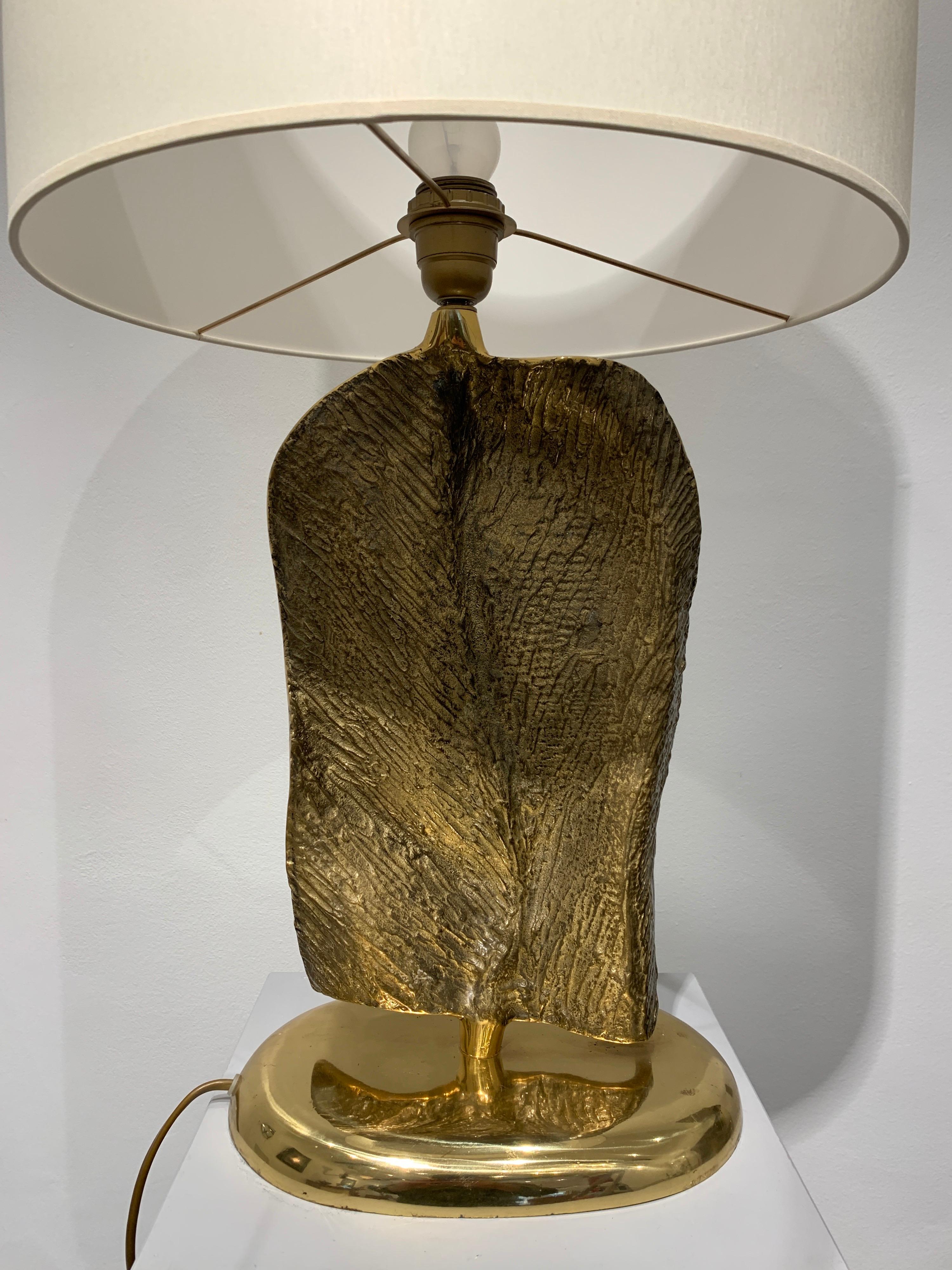 Belgian Brutalist Bronze Lamp, 1970s 5