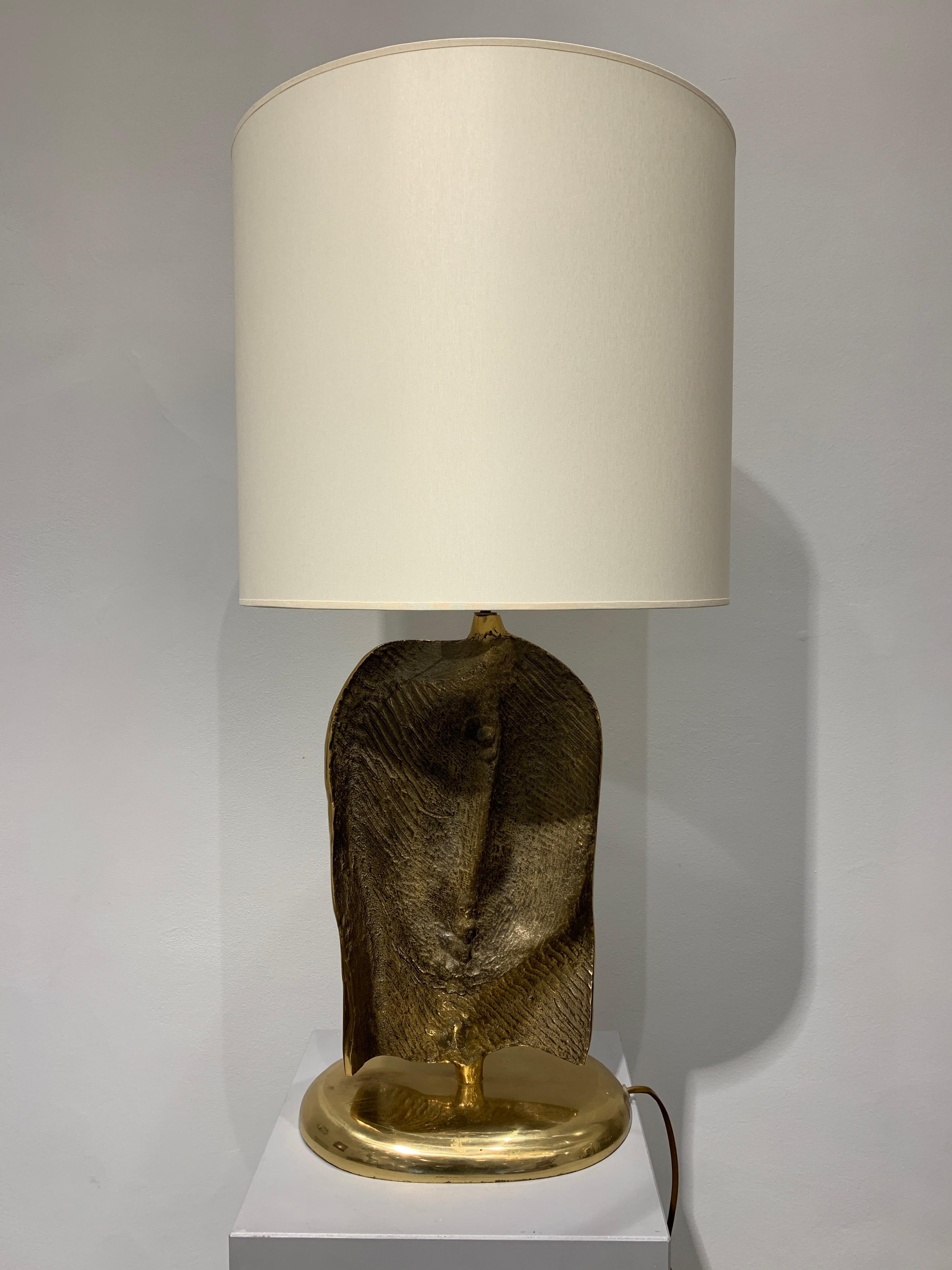 Belgian Brutalist Bronze Lamp, 1970s 7