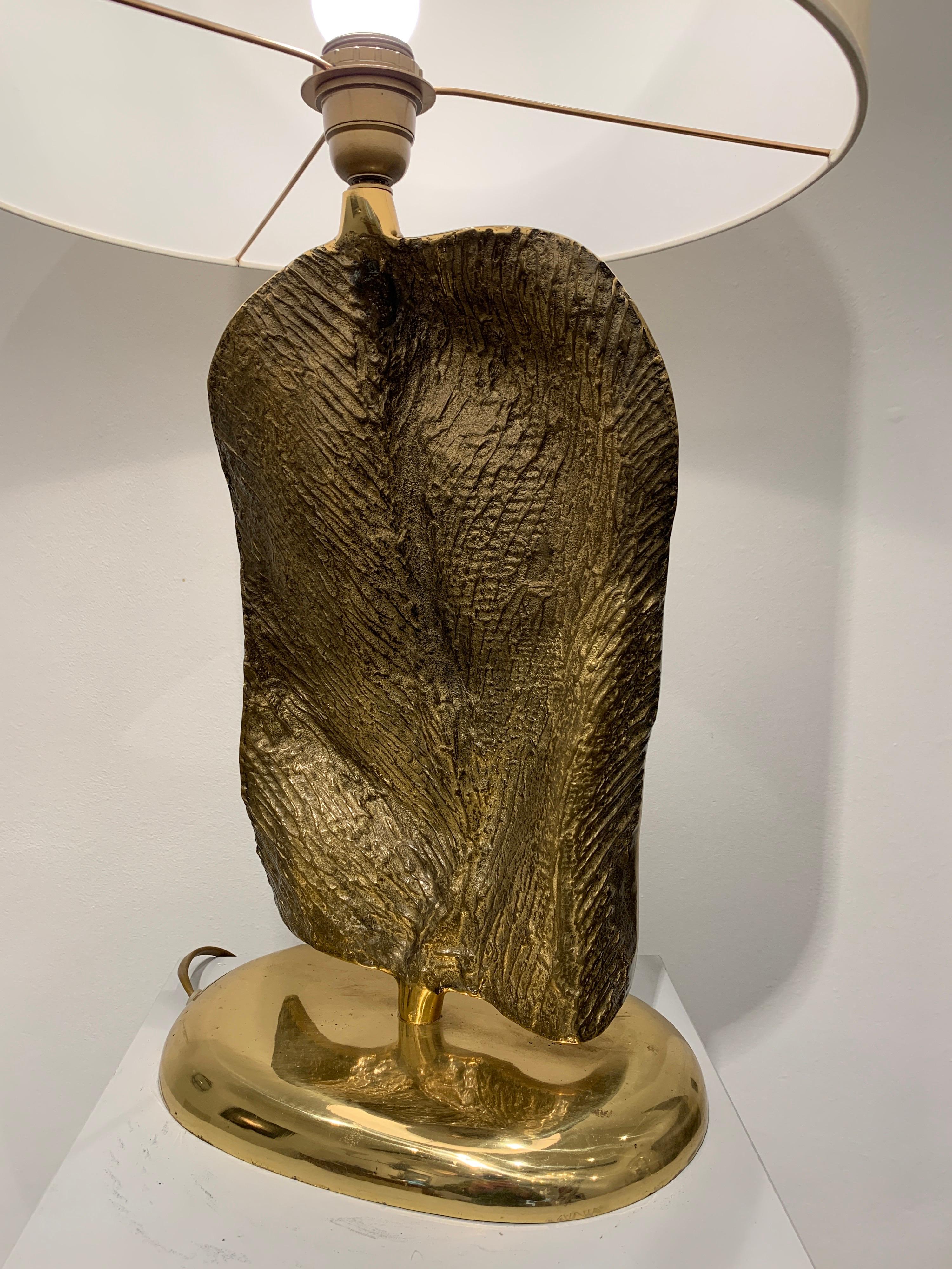 Cast Belgian Brutalist Bronze Lamp, 1970s