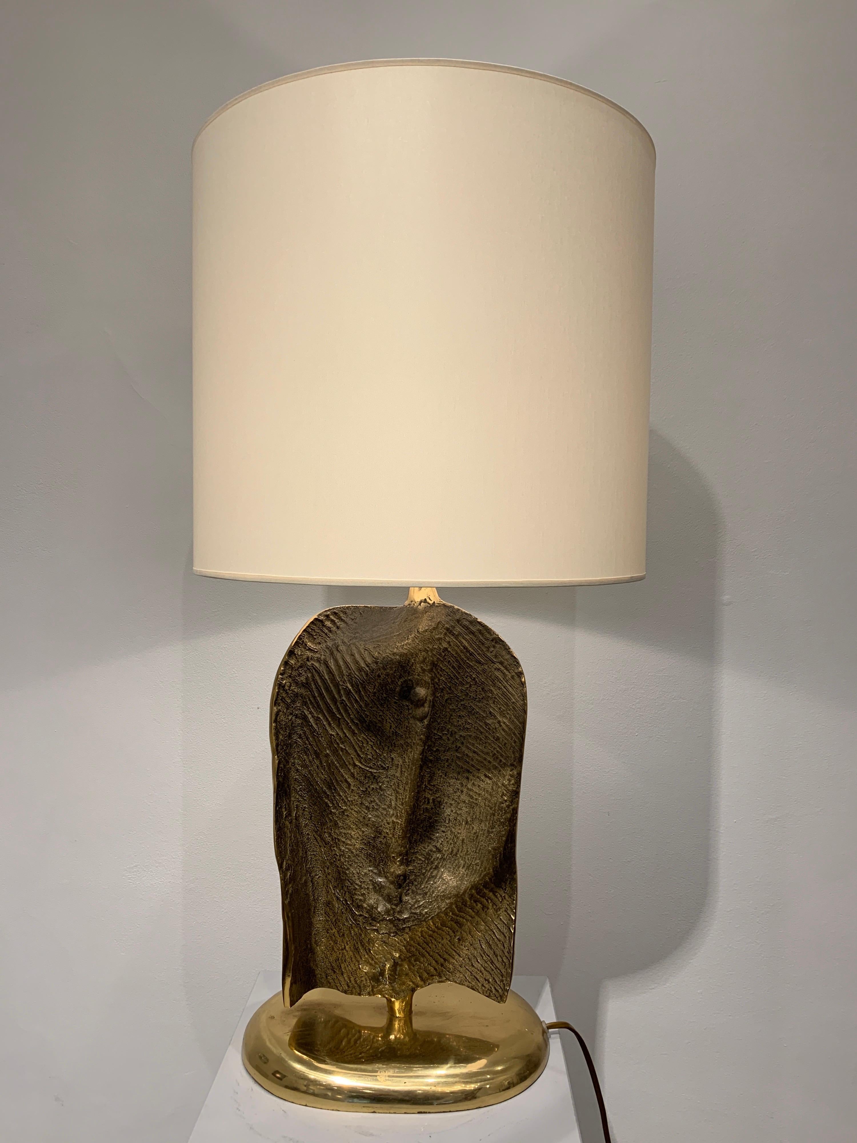 Late 20th Century Belgian Brutalist Bronze Lamp, 1970s