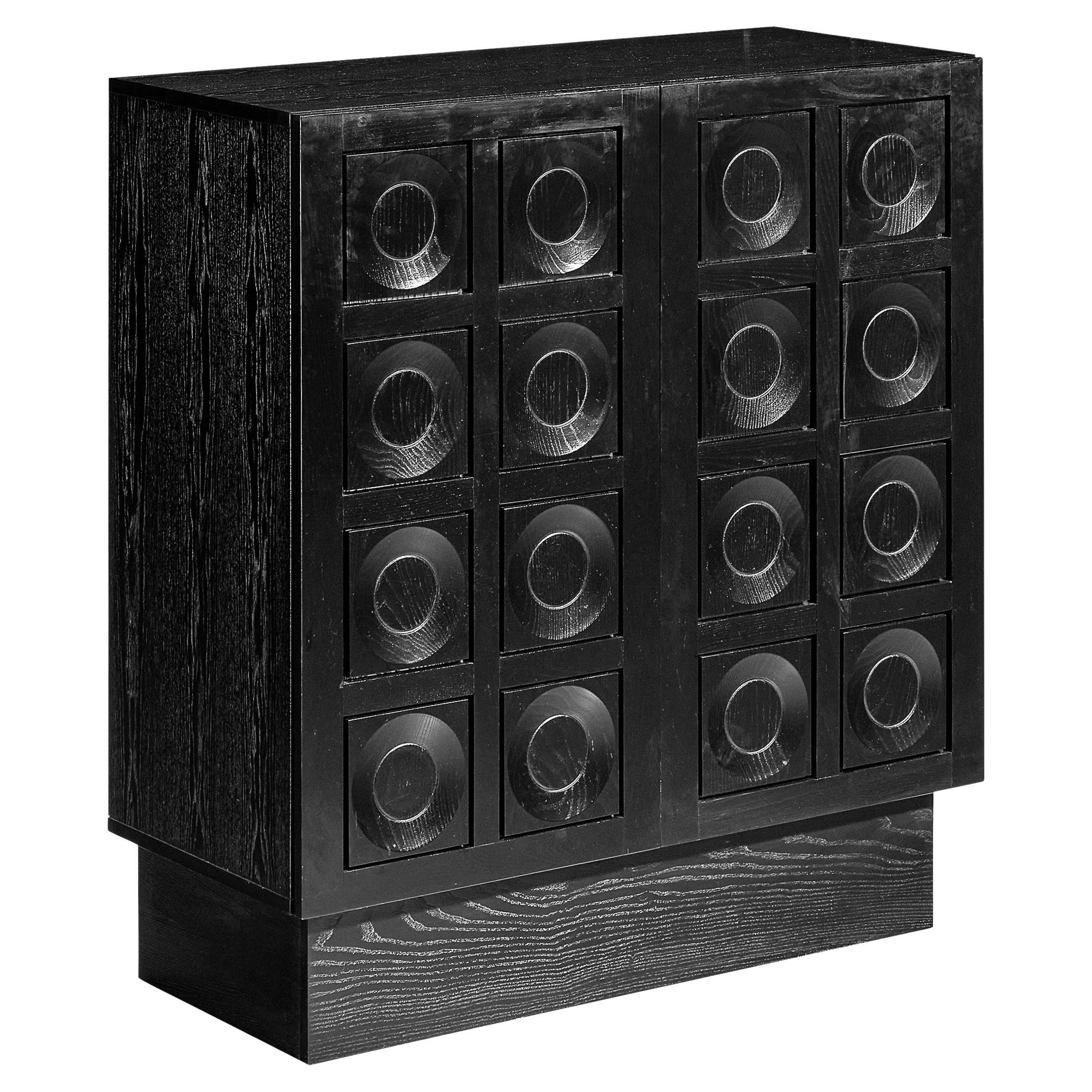 Belgian Brutalist Cabinet in Black Lacquered Ash