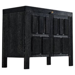 Belgian Brutalist Cabinet in Black Lacquered Oak 